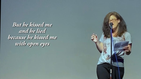 Screenshot of me performing he kissed me. Caption reads He kissed me and he lied because he kissed me with open eyes